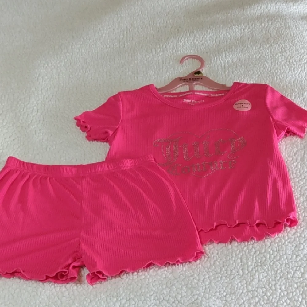 Juicy Couture pajama set • 2-piece • pink‎ rhinestone logo • Girls 7/8 • NWT
